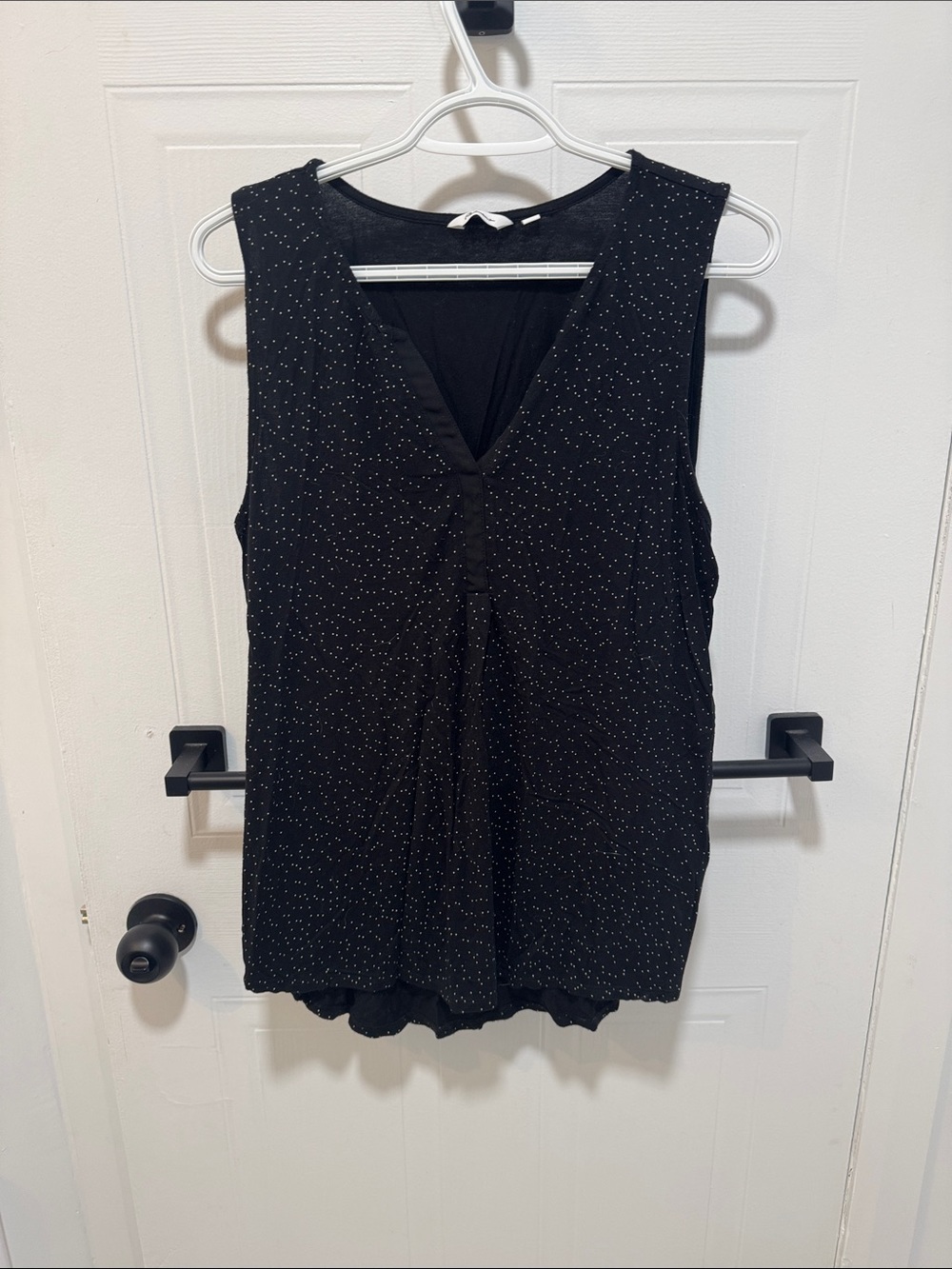 Reitmans Black Tank Top with White Dot Print